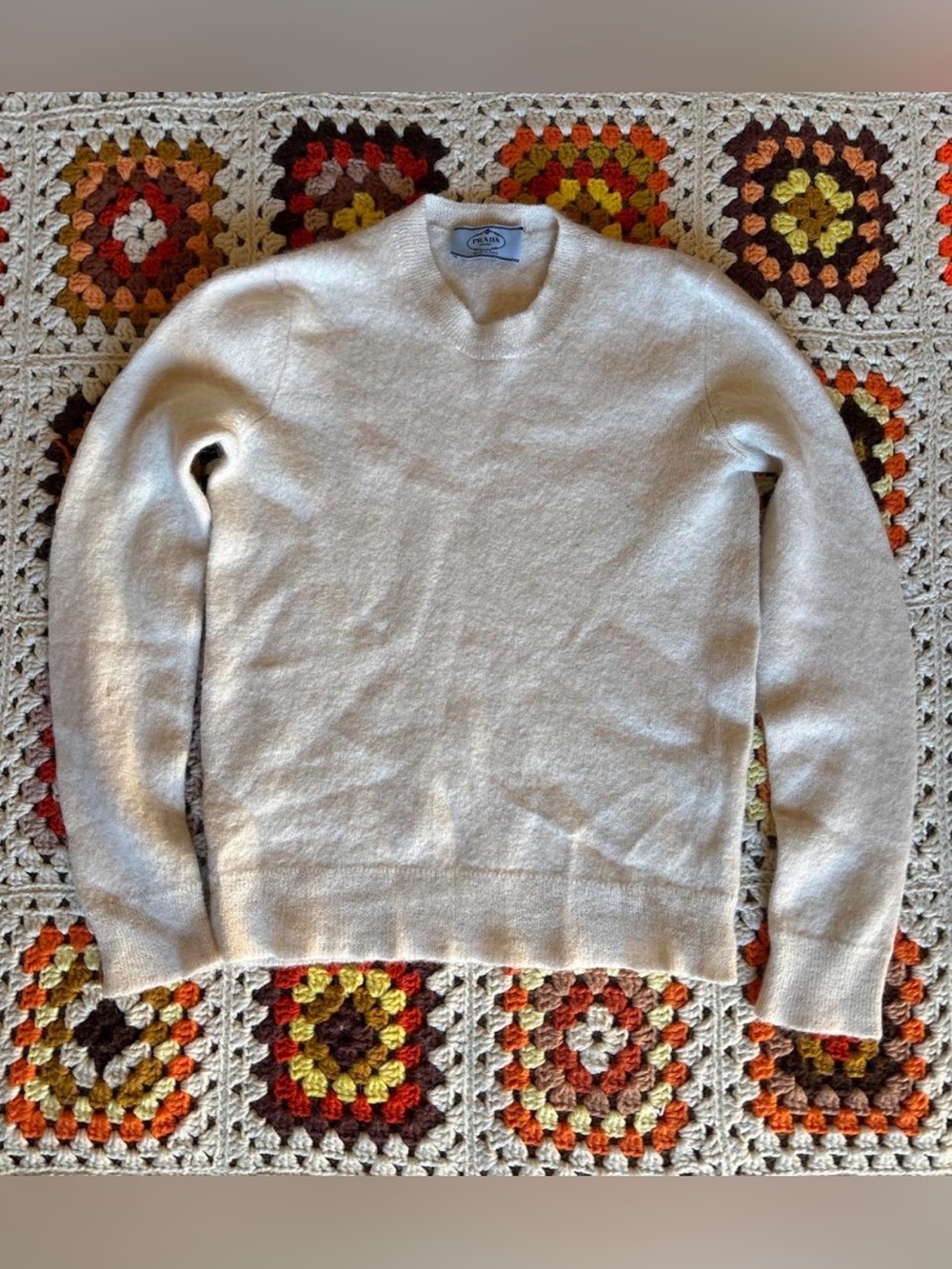 ✨ PRADA Milano Ivory Cream Alpaca Wool Knit Sweater – Made in Peru ✨